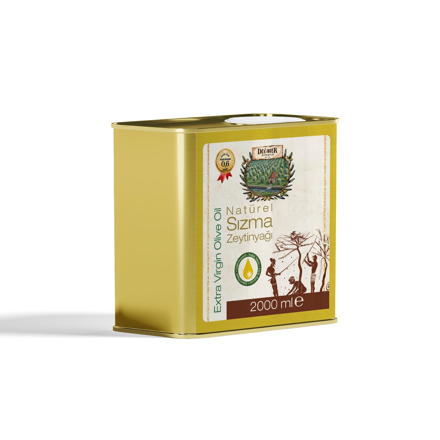 GOLD LINE - Maksimum 0.6 Asit - 2 Litre Teneke Soğuk Sıkım Naturel Sızma Zeytinyağı