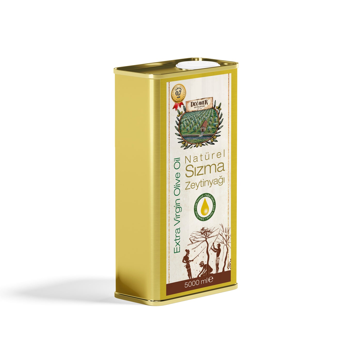 GOLD LINE - Maksimum 0.6 Asit - 5 Litre Teneke Soğuk Sıkım Naturel Sızma Zeytinyağı
