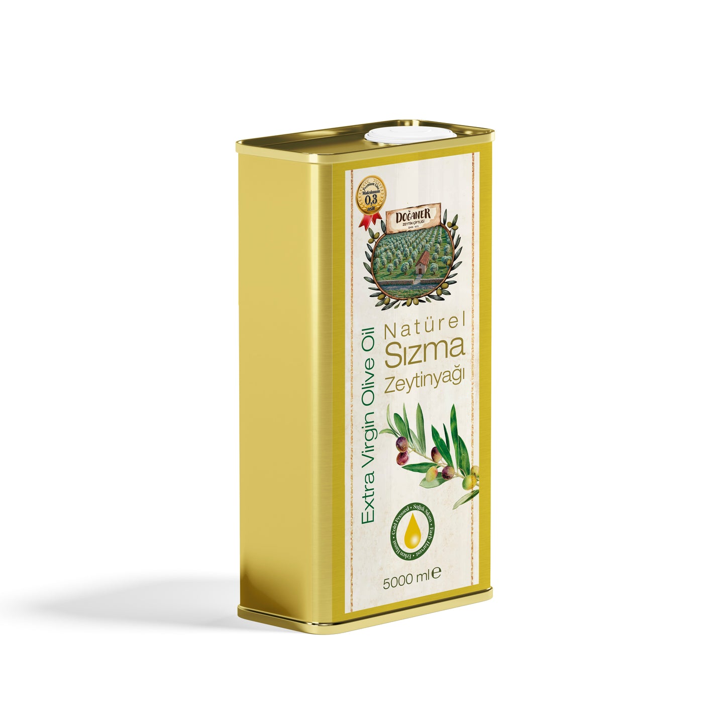 PREMIUM LINE - Maksimum 0,3 Asit - 5 Litre Teneke Soğuk Sıkım Naturel Sızma Zeytinyağı